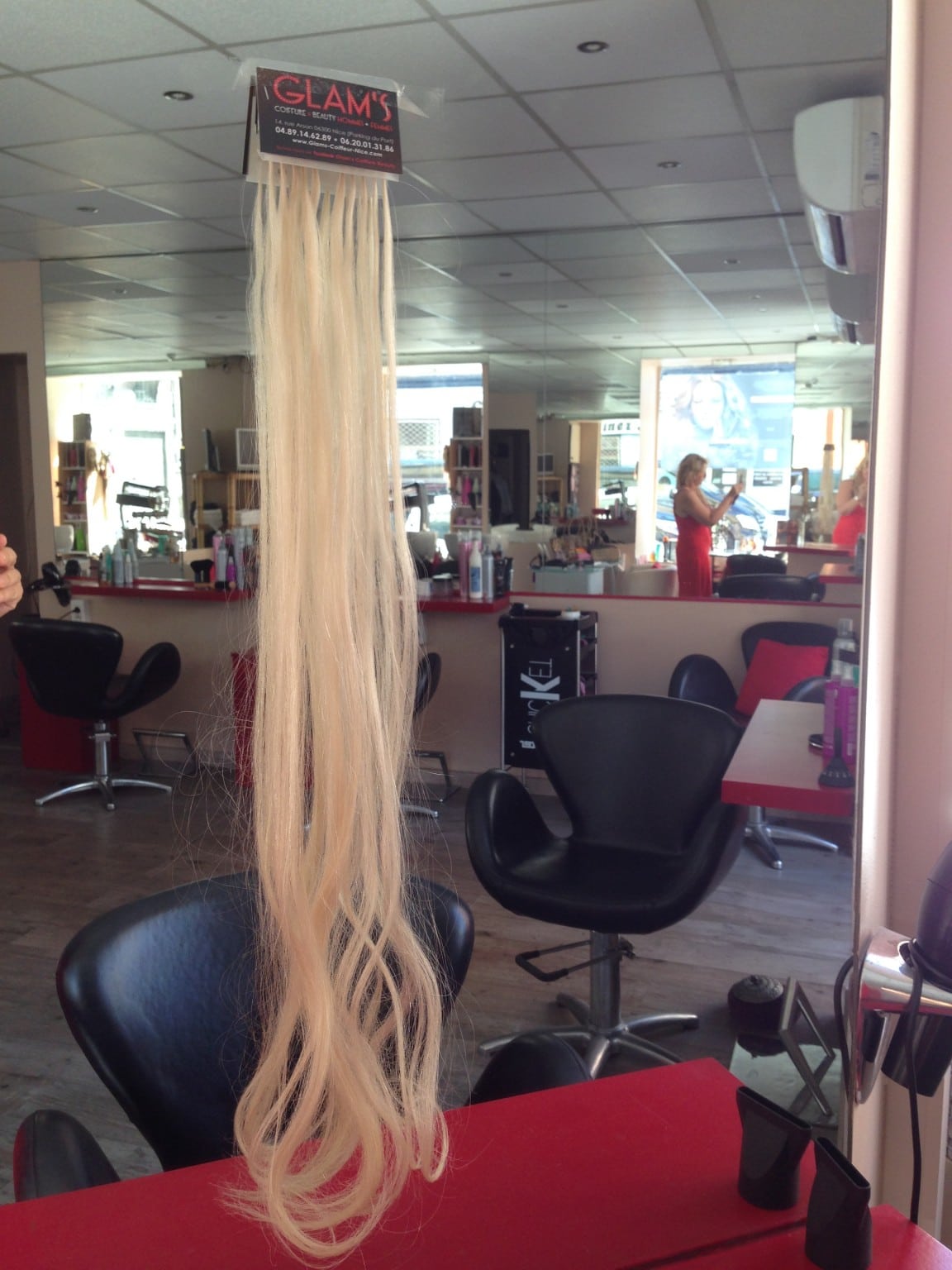 extensions de cheveux à Nice, cheveux russe 70cm salon glam's Nice
