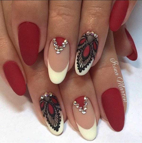 [ad_1]

White and maroon nail art design. A wonderful combination of french tips as well as lace designs that’s combining the white, black and maroon nail polish making the overall design look more elegant.
Source by nenuno
[ad_2]
			
			…